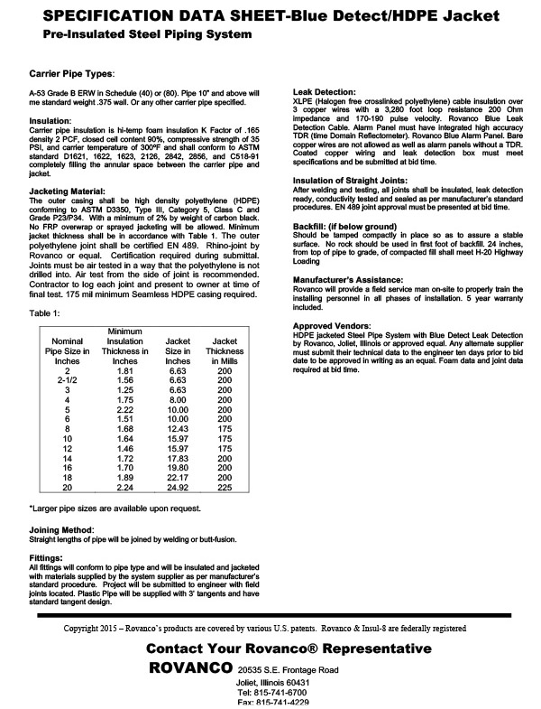 HDPE Jacketed System with Blue Detect and RhinoJoint